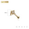 14Kt GOLD THREADLESS (PUSH IN) SOLITAIRE GEM CZ TOP LABRET SET